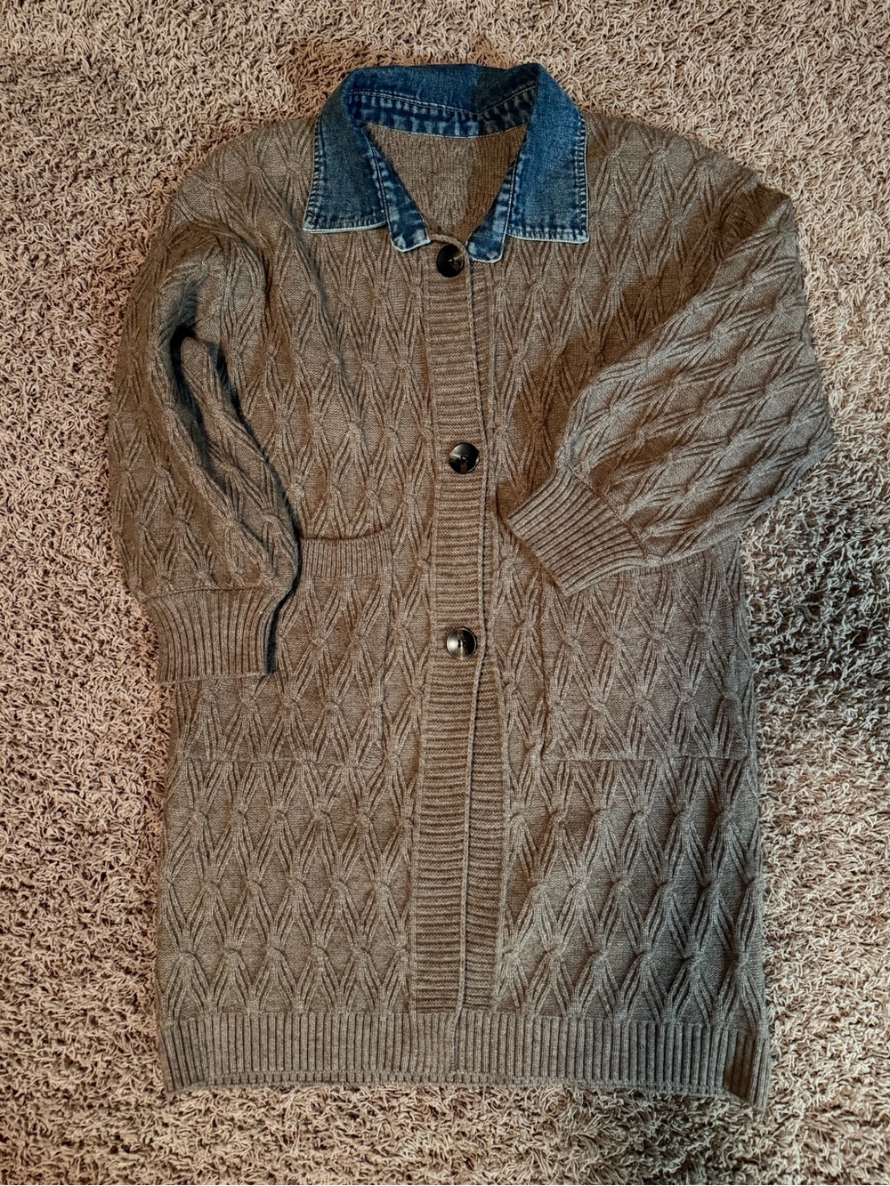 Diamond Stitch Knitting Longline Cardigan - Picture 4 of 7